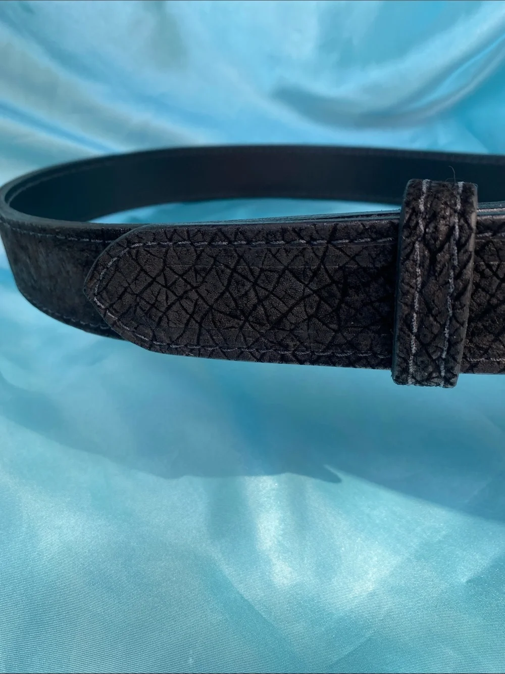 Yoder Leather Company Men's Black Exotic Hippo Leather Belt with Silver Buckle